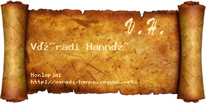Váradi Hannó névjegykártya
